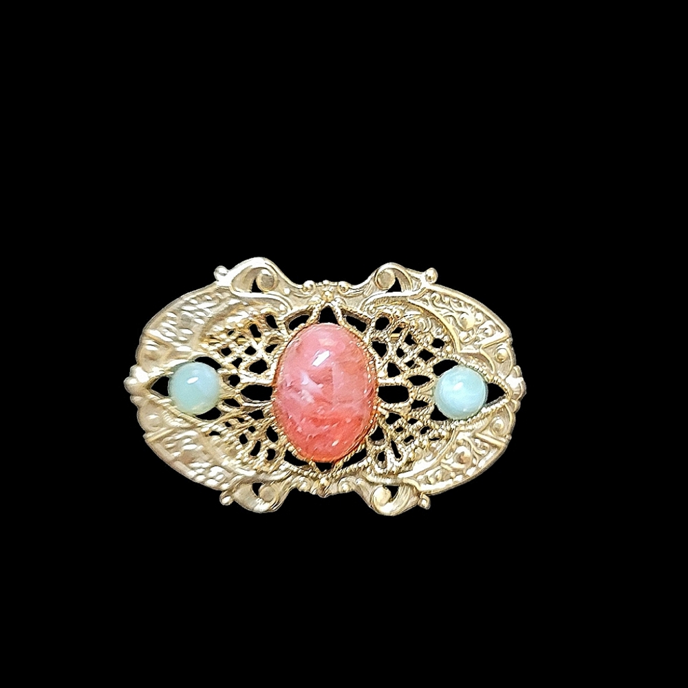 1928 Vintage Goldtone Brooch Pin 1.25" x 2"